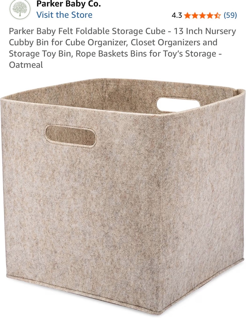 Oatmeal Felt Foldable Storage Cube set of 3
